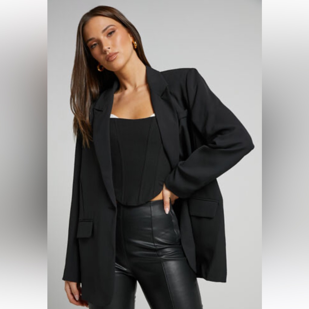 New A New Day Black Oversized Boyfriend Blazer Jacket Women Size Medium
